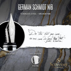 Scriveiner Personalized Midnight Blue Fountain Pen - Stunning Blue Lacquer Luxury Pen, Chrome Finish, German Schmidt Nib (Medium), Best Engraved Pen Gift Set for Men & Women, Name Engraving