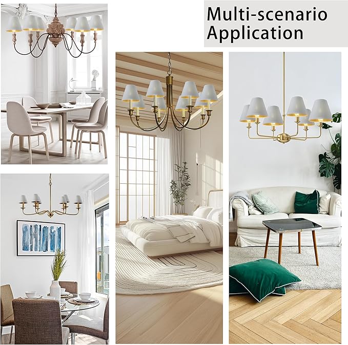 TAaMTYH small lamp shade chandelier shades set of 6，Fabric Lampshade for Wall Lamp，chandelier shades，small tadle lamps，For Cutting Edge bulbs, Clip-on Fitter Lampshade，3" X 6" X 5"