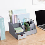 My Space Organizers Grey Desk Organizer, 9 Compartments, Office Supplies and Desk Accessories Organizer, Office Decor Desktop Organizer (Gray)