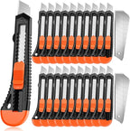 JOYUMY 20 Pack Utility Knife, Box Cutter Retractable, Box Knife for Cartons, Cardboard, and Boxes, Box Opener with 10 Pieces 18mm Snap-off Blade, Razor Knife for Office and Home Use, Box Cutters