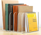 AIDIMOO Acrylic Magazine File Holder, 5 Vertical Compartments Desk Document Sorter Organizer, Clear Folder Rack Binder for Office/Documents/Classroom, for Home, Tablet, Magazines, Books & Accessories