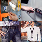 MNGARISTA Retractable Badge Holder, Heavy Duty Badge Reel Keychain with Belt Clip, 3K Carbon Fiber ID Card Holder Lanyard with 32.28" Retractable Key Chain, Black