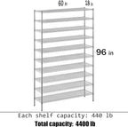 Regal Altair 18" Deep x 60" Wide x 96" Height Wire Shelving Kit | 10-Tier | NSF Commercial Storage Rack Unit