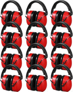 Copkim 12 Pcs Hearing Protection Ear Muffs NRR 28dB Noise Reduction Headphones Shooting Ear Protection Earmuffs(Red)
