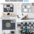 Large Cork Bulletin Board for Wall 48"x36", 12 Pack Felt Wall Tiles with 80 Pushpins, 60 Safe Removable Adhesive Tabs, Decorative Pin Board Tack Board for Office Home School, Light Blue