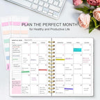 Undated Weekly and Monthly Planner – 12-Month To Do List Notebook Organizer with Goal & Habit Tracker, Monthly Calendar, Spiral Productivity Journal Ideal for Work, School & Home, 6.5" x 8.5", Rose