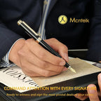 MCNTEIK 317 Fountain Pen,Stunning Luxury Piano Lacquer,18K Gilded Nib(Medium),Gorgeous 24K Gold Finish, Ink Converter,Trustworthy Gift for Men&Women-Elegant,Executive,Nice Pens for Writing, BK-M