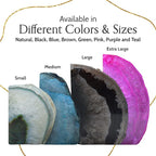 Nature's Decorations A Quality Black Agate Geode Bookends - Heavy Duty with Non-Skid Rubber Bumpers for Shelves, Office, Home Decor - Cool Crystal Stone (1 Pair 2-3 LB)
