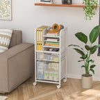 Feyejade Rolling File Cart with 2 Drawers, White File Cabinet Organizer for Hanging File Folders, Letter-Size File Storage with Wheels, Multi-Layer Mobile Filing Cabinet for Office and Home, White
