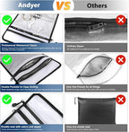 Upgraded Two Pockets Fireproof Document Bag (2000℉), andyer 15”x 11”Waterproof Fireproof Money Bag for Cash with Zipper, Important Document Storage Organizer for Valuables, Legal Documents Safe