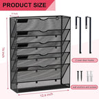 GDINDINFAN 6-Tier Hanging File Organizer Office Cubicle Accessories for Work Organizer Wall Mount File Holder for Mails Folders Papers Magazine Organization, Black