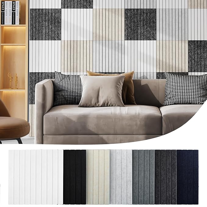Cork Board Tiles for Wall with Push Pins, Removable 36" x 24" Slat Bulletin Board Sets, Adhesive Pin Board | Magrowill 6 Packs Felt Panels for Office Home Classroom Dorm Interior Wall Decor, Deep Gray