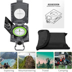 Anbte Compass Hiking Survival, IP65 Waterproof Metal Compass with Sighting Clinometer and Carry Bag, Multifunctional, Professional, for Camping Hunting Hiking Navigation
