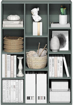 Furinno LUDER Book Shelf, 11-Cube Bookshelf, Reversible Bookcase, 9.4" x 29.1" x 41.7", for Living Room, Bedroom, Home Office, Sage Green