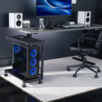 VIVO Large Mobile Adjustable 2-Tier PC Stand, Premium Gaming CPU Computer Tower and Mouse Storage, Rolling Floor Cart, Locking Caster Wheels, Black, CART-PC03P