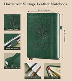 PAIBAS Lined Journal Notebook for Women Men, 160 Pages, A5 Hardcover Vintage Leather Journaling Notebooks for Work, School, Note Taking, Travel, Bible Study, Daily Diary for Writing 5.8"x8.5" (Green)
