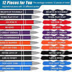 Zonon 12 Pcs Inspirational Pens Bulk Funny Ballpoint Pen with Stylus Tip Motivational Gifts for Valentine's Day Teacher Coworkers Nurse School Office Supplies(Rainbow Colors,Classic Style)