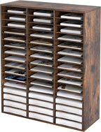 EasyPAG Wooden Literature Organizer with Adjustable Shelves, 48 Compartments Office Paper Organizer Storage 24000 Sheets Letter Size Paper, Student Mailbox for Classroom, Archaize