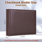 Antner 3 Ring Personal Check Binder for 3-on-a-Page End-Stub Deskbook & Personal 3 Holes or 9 Holes Small Size Checks, PU Leather Check Holder Checkbook Binder Cover with Zipper Pouch, Coffee