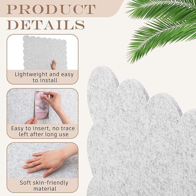 Mooliwe Scalloped Felt Bulletin Board 24 x 18 Inches Foldable Light Gray Pin Cork Board Alternative for Wall, 2' x 1.5' Trifold Picture Vision Self Adhesive Bulletin Decorative