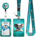 Elephant Badge Holder with Retractable Lanyard, Cute Lanyards for ID Badges Name Tags Vertical Card Holder, Breakaway Lanyard Badge Reel Retractable, Teacher Nurse Workers Women Office Gifts