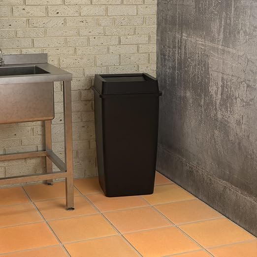 Krollen Industrial 50 Gallon Black Square Commercial Trash Can with Lid