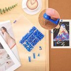 200 Pieces Push Pins Set, 5 Types Blue Thumb Tacks Cute Decorative Push Pins for Wall Cork Board Bulletin Boards with Storage Box