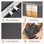 Lifewit 3 Pack Clothes Storage Bag, Foldable Storage Bin Closet Organizer with Reinforced Handle, Sturdy Fabric Blanket Storage with Clear Window, Storage Containers for Clothing, Bedding, Gray