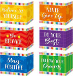 Affrolling 12 Pcs Inspirational Privacy Folders Bulk for Students Cardboard Privacy Boards Desk Divider Panel Waterproof Testing Divider for Classroom Back to School Study Supplies (Colorful)