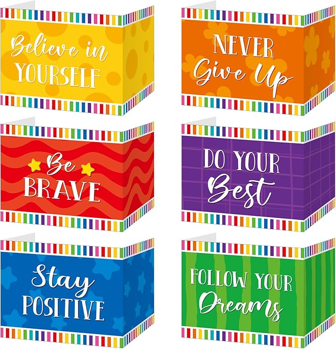 Affrolling 12 Pcs Inspirational Privacy Folders Bulk for Students Cardboard Privacy Boards Desk Divider Panel Waterproof Testing Divider for Classroom Back to School Study Supplies (Colorful)