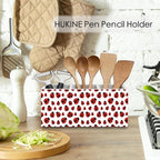 HUKINE Red Ladybug Pen Holder for Desk Decoration, Ladybug Gifts for Women Wooden Box Sign Pencil Holder Organizer for Home Office Desk Accessories, Lady Bug Gifts