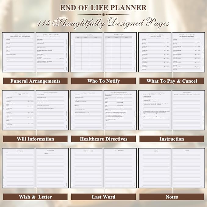 Lanpn I'm Dead, Now What Journal, End of Life Planner Death Book Organizer with Tabs, When I Die Planning Journals for Senior, Final Wishes & Financial Estate Planners, Leather Hardcover