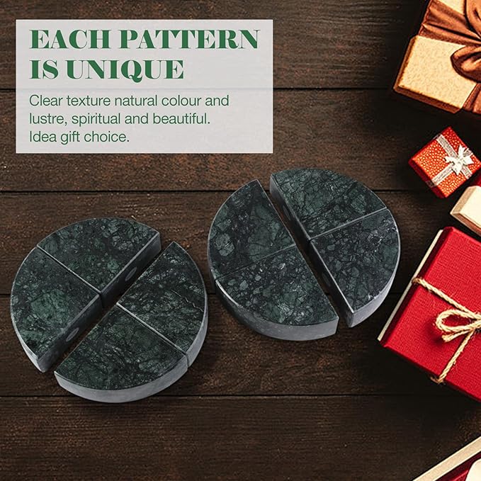 Karibiber Marble Bookend for Shelves, Non-Skid Bookends for Heavy Books, Heavy Duty Book Stopper for CDs, Luxury Book Shelf Holder, Quarter Circle Design Book Ends Decorative, Indian Green, Set of 2