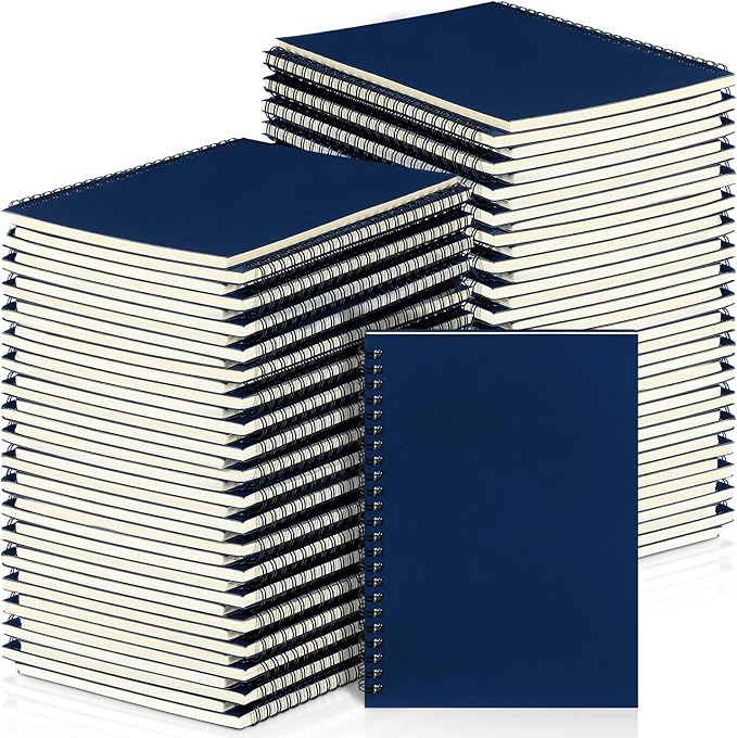 Yahenda Spiral Notebook Bulk A5 Journal Lined 8.3'' x 5.5'' Writing Composition Paper Small Notepad Subject Notebook for Students Office Business Back to School Supplies(Deep Blue,54 Pcs)