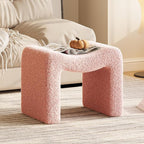 ZYKZYK Ottoman Vanity Seat, Plush Velvet Backless Stool and Small Foot Rest, Modern Accent Seating for Bedroom, Makeup Table or Living Room, Pink