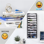 Solinxe 10-Tier Wall File Organizer, Mesh Mail Organizer Wall Mounted Paper Document Holder, Vertical Magazine Rack, Metal Hanging Clipboard Storage Basket for Office Home School Organization, Black