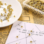WILLBOND 500 Pack Map Push Pins Map Tacks Small Round Head Push Pins Thumb Tacks for Travel Picture Photo Bulletin Board Wall DIY Craft School Office Home(Golden,1/8 Inch)
