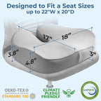 5 STARS UNITED Seat Cushion for Tailbone Pain Relief – Large Memory Foam Cushion for Coccyx, Hip, Sciatica & Post-Surgery Recovery – Wheelchair, Car, Desk, Gaming & Office Chairs, Light Gray
