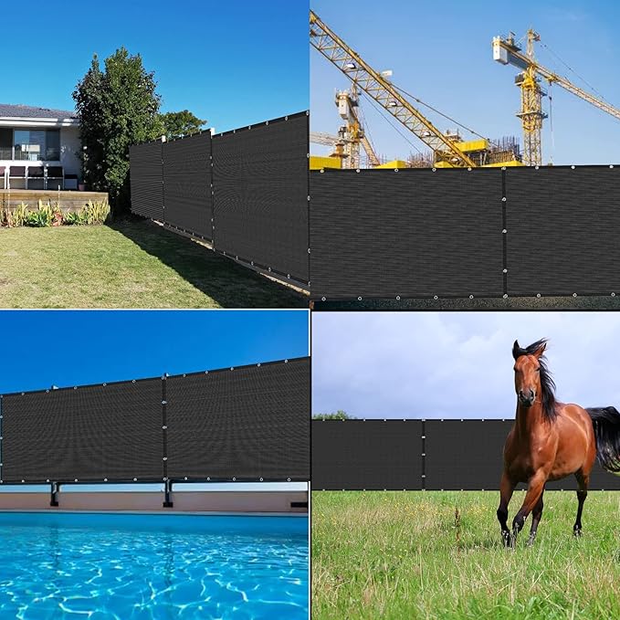 Black 5' x 8' Fence Privacy Screen Commercial Outdoor Backyard Shade Windscreen Mesh Fabric
