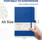 Heture Hardcover Notebooks, A5 Lined Journals Notebook for Writing 160 Pages, 8.2 x 5.5 inch, Classic Ruled Notebooks for College/Work/Travel(Blue 1 Pack)