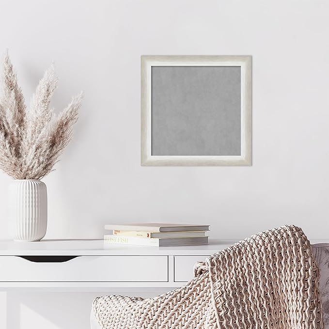 Amanti Art Silver Framed Magnetic Board 14x14 X-Small Vision Board for use with Magnets, 100% Metal Sheet to Display Items as Office Decor or for Home Organization in mudroom, Kitchen or Kids Room