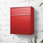 Wall Mount Mailbox - Large, Anti-Theft Locking Mailbox, Weatherproof Mailboxes for Outside The House, 18.5" H x 15" L x 7.5" D - Red