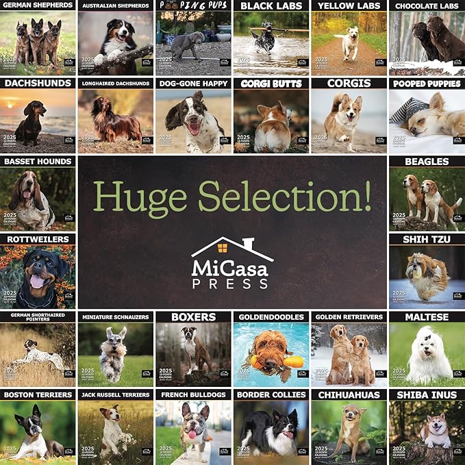 MICASA PRESS - German Shepherds 2025 Wall Calendar 12 Month | 12" x 24" Open | Thick & Sturdy Paper | Giftable | Dog Calendar 2025
