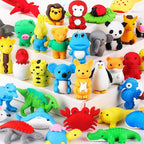 URSKYTOUS 36Pcs Animal Erasers Kids Desk Pets Pencil Erasers 3D Puzzle Bulk Mini Animal Eraser Toys Fun Cute Eraser for Classroom Rewards, Game Prizes, Treasure Box, Easter Egg Fillers