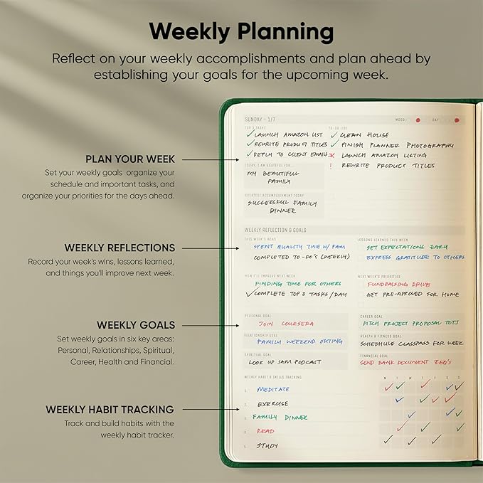 Dated, 2026 Planner, 5.8” x 8.3” - The #1 Productivity Planner to Achieve Your 2026 Goals - Planner 2026-2027 by PRODUCTIVITY STORE (A5, GREEN)