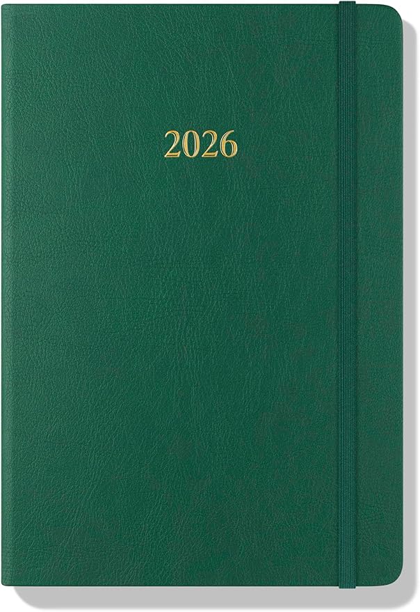 Wykeham's Executive 2026 Daily Journal Planner – US Public Holidays & Format – Customization Available (Racing Green, 8.5"×5.5")