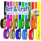 12 Pack Colored Masking Tape, 396 Ft x 0.6 inch Mini Colored Painters Tape for Arts & Crafts Labeling Coding Art Supplies Color Tape Rolls washi-scale Colorful Artist Tapes Classroom School Scrapbook