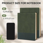TSFPapier Lined Journal Notebook for Work College Ruled Note Book 7.2"x9.6" B5 PU Leather Daily Journaling 160 Pages for Women Men Writing Home School Supplies Business (Khaki/Green)