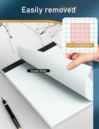 Zaviko Graph Paper Pads 8.5 x 11, 8 Pack, 4x4 Quad Grid Paper Pad 8-1/2" x 11", White Quadrille Pad, Easy Tears Off Design, Grid Notebook 8-1/2 x 11, White 70 GSM Graft Paper, 30 Sheets/Pad