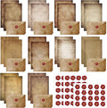 TaoBary 160 Pcs Stationery Paper Set 50 Double Sided Stationery Papers with 50 Matching Envelopes and 60 Round Dot Sticker, 10 Design(Vintage Antique,5.5 x 8.25 Inch)